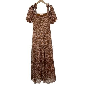 Ivy City Co Daydreamer Smocked Puff Sleeve Tiered Dress Monarch Butterfly XL